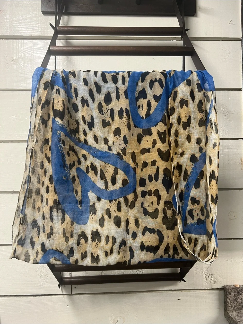 Animal Print Scarf Set - Beige, Black & Blue
